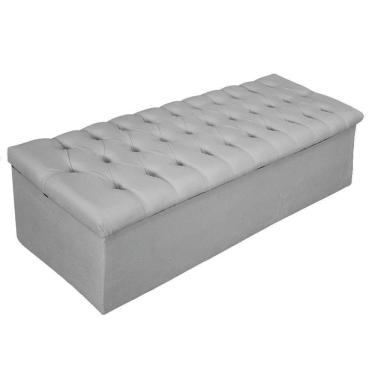 Imagem de Calçadeira Baú Estofada 140cm Casal Suede Cinza Adj Decor
