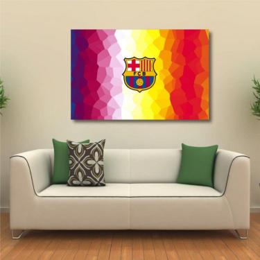 Imagem de Quadro decorativo FC Barcelona Colorido com Tela em Tecido