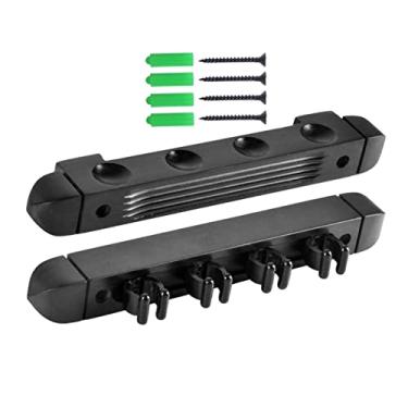 Imagem de Suporte para tacos de bilhar/pisci de madeira montado parede, suporte para vara de bilhar preto, suporte organizador de vara de pisci suspenso