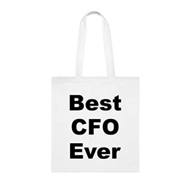 Imagem de Bolsa tote Cfo, Best Cfo Ever Bag, presente Cfo, presente para Cfo, bolsa de ombro Cfo, bolsas reutilizáveis Cfo, ideia de de Natal, Branco