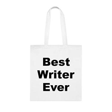 Imagem de Bolsa tote para escritor, bolsa para o melhor escritor, presente para escritor, bolsa de ombro para escritor, bolsas reutilizáveis para escritor, ideia de de Natal, Branco