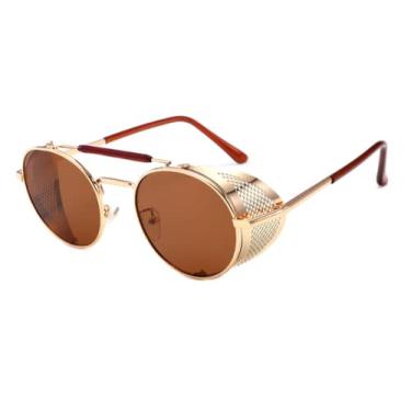 Imagem de Óculos de sol masculinos e femininos Vintage Steampunk óculos de sol masculinos design redondo óculos de sol de metal vapor punk para mulheres uv400 gafas de sol, 10, china