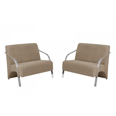 Imagem de Kit 2 Poltronas Namoradeira 2 Lugares Vênus Braço Alumínio D Salla Suede