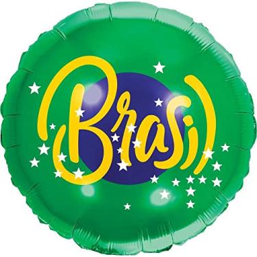 Imagem de Balão Metalizado, Make+, Copa do Mundo, Redondo Brasil, 18x45 cm, Unidade, Cor: Multicor