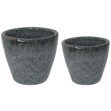 Imagem de Kit 2 Vasos Cachepot De Cerâmica 6 Cores Para Decoração Cor: Cinza