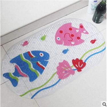Imagem de SHENGANG Tapete de banho antiderrapante almofada de chuveiro de massagem com desenho animado de sucção tapete de banho infantil tapete de banheiro tapete de banheira, 11,38x69cm