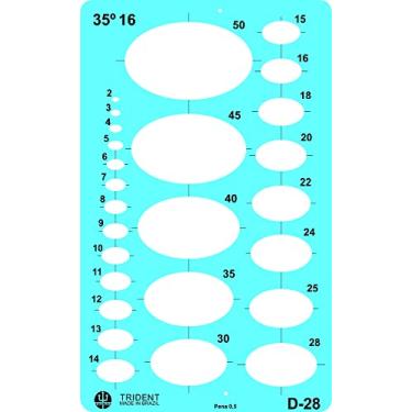 Imagem de Gabarito Elipses 55°, 19, 5 x 10 cm, Multicolorido, Trident