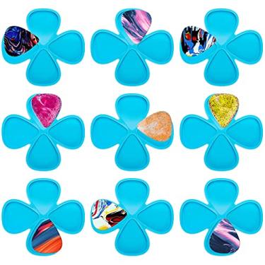 Imagem de PAGOW 9 peas moldes de silicone para palhetas de guitarra triangulares, moldes de resina epxi para acessrios musicais DIY, pingente de chaveiro, palhetas de dedo de polegar de guitarra