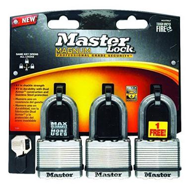 Imagem de Master Lock cadeado magnético laminado 5 cm aço 1 – 1/2" usa chave M1 pacote em branco, pacote com 3