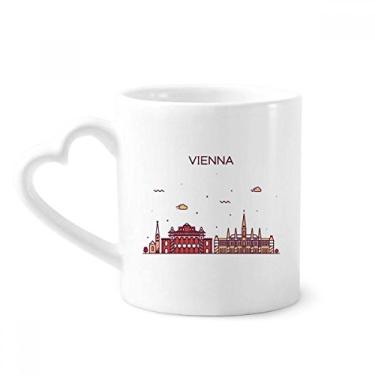 Imagem de Caneca de cerâmica com padrão de ponto de referência de Viena Áustria copo de coração de vidro