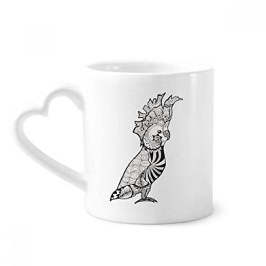 Imagem de Caneca de desenho de retrato de animal de pássaro de papagaio fofo caneca de café cerâmica copo de coração de vidro