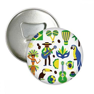 Imagem de Futebol, papagaio, guitarra, café, Brasil, abridor de garrafas, ímã de geladeira, emblema multifuncional