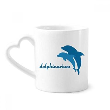 Imagem de Caneca de cerâmica com estampa de golfinho amigável ao oceano azul copo de coração de vidro