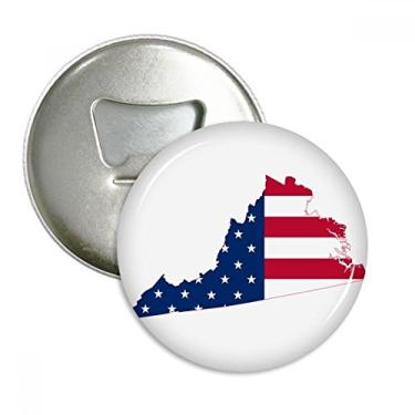 Imagem de Emblema multifuncional com emblema de ímã de geladeira com listras de estrelas e bandeira da Virgínia EUA
