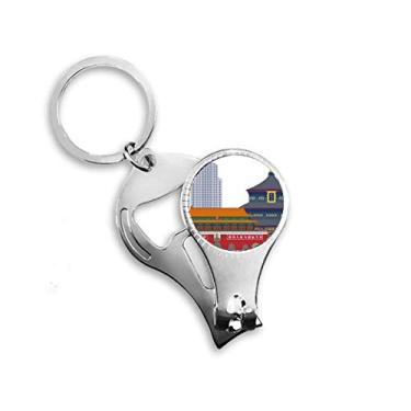 Imagem de China Tian'anmen Temple Landmark Pattern Nail Nipper Ring Chaveiro Abridor de Garrafas Clipper