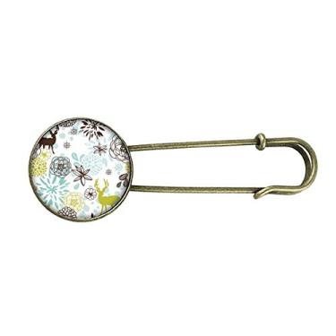 Imagem de Decoração de veado flor natal animal retrô broche de metal clipe jóias