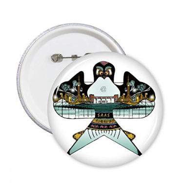 Imagem de Kite Chinês Padrão Cultura Tradicional Pinos Redondos Emblema Botão Decoração Acessório 5 peças