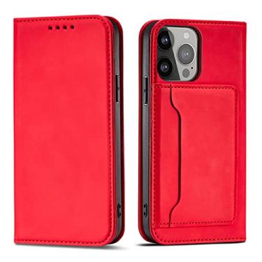 Imagem de Capa de celular para iphone 11 xr xscase para iphone 12 pro max capa protetora de couro para iphone 6 plus 7 8 atração magnética, vermelho, para iphone 14 plus
