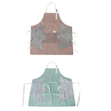 Imagem de WDhomLT Avental de cozinha 2 pçs avental de cozinha de cozinheiro listrado avental de cozinha feminino com bolsos avental de cozinha feminino