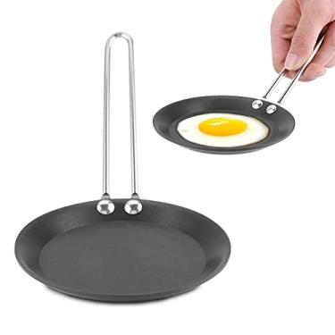 Imagem de Frigideira de ferro fundido, mini frigideira, forma omlet pochê, modelo de ovos, panelas antiaderentes, panela doméstica, pequena panela de cozinha (cabo de aço)