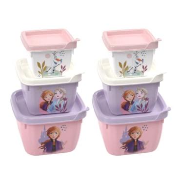 Imagem de 2 Conjuntos 3 Potes Plásticos Quadrados Infantil, Plasútil Cor: Lilás