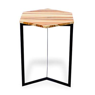 Imagem de Mesa De Ferro Com Madeira Hexagonal - Teca