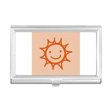 Imagem de Porta-cartões de visita com pintura à mão Orange Sun Smile
