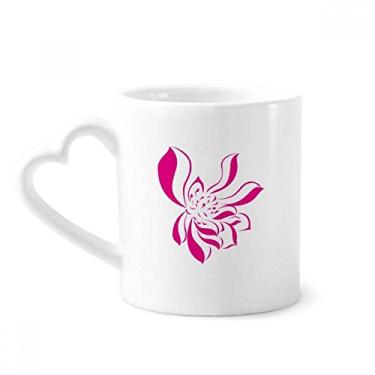 Imagem de Caneca de flor de lótus rosa folha de flor de lótus Caneca de café cerâmica copo de coração de vidro