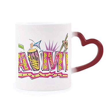 Imagem de Caneca de grés com slogan mambo rosa da cultura do México que muda de cor vermelha