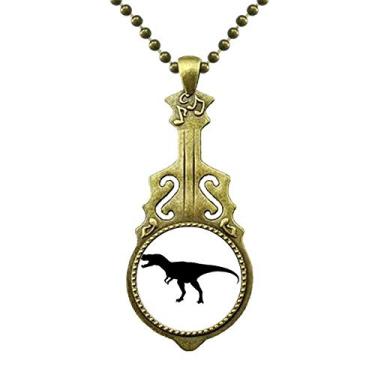 Imagem de DIYthinker Colar de osso de dinossauro em miniatura, joia antiga com pingente de música de guitarra