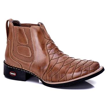 Imagem de Bota Botina Texana Country escama Masculina legitimo Couro bovino Cano Curto 186 (43, 186areia)