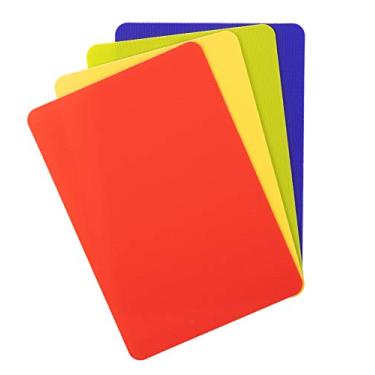Imagem de Dexas Conjunto de 4 mini tábuas de corte flexíveis Grippmat resistentes, 14 x 20 cm, azul, verde, amarelo, vermelho, 14 x 20 cm