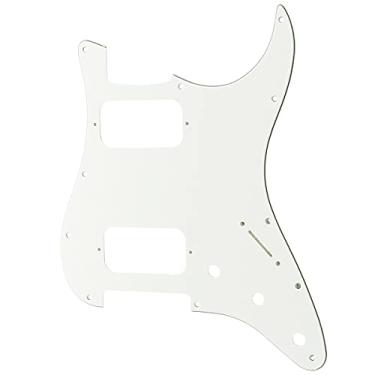 Imagem de Musiclily Pro 11 Furos Canto Redondo HH Escudo Strato 2 Humbuckers Pickguard para Guitarra Fender American/Mexican Standard Stratocaster, 3 Camadas Branco