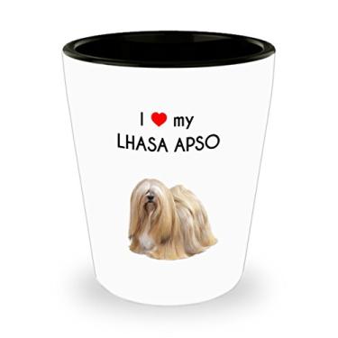 Imagem de Lhasa Apso Copos de shot – I Love Lhasa Apso – Ideia de e Natal