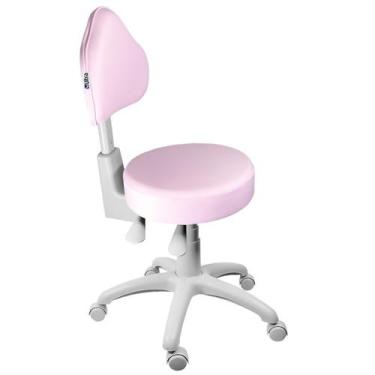 Imagem de Cadeira Mocho Rosa Claro Ergonômico Base Cinza - Ultra Móveis