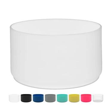 Imagem de Flaskars Bota protetora de silicone para garrafas de água Hydroflask de 340.2 g - 1,134.0 g antiderrapante inferior Stanley Sleeve Cover Bumper (branco, serve Hydroflask 32 e 1,134 g)