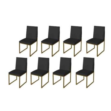 Imagem de Kit 8 Cadeiras Jantar Metálica Dourado Suede Garden - Mafer - Móveis M