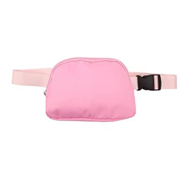 Imagem de Pochete feminina, bolsa de cintura moderna portátil 600D impermeável nylon estilo conciso para caminhadas (rosa)
