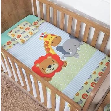 Imagem de Jogo de Lençol Berço Bebê 3 peças Personagem Infantil (SafariBaby)