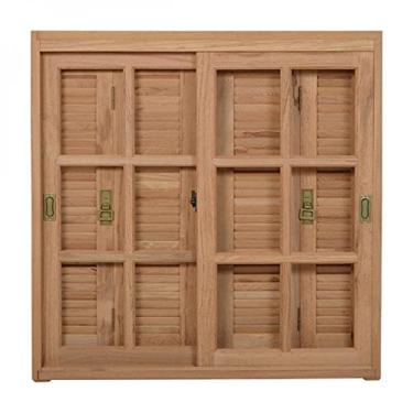 Imagem de Janela Pantográfica Quadriculada JE121 Esel 120cmx120cmx14cm Natural