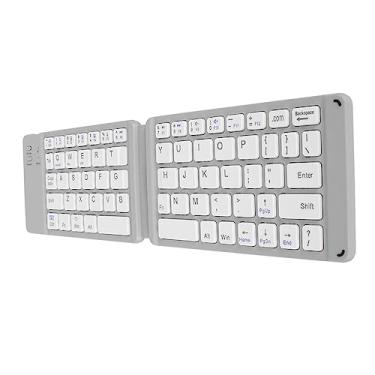 Imagem de Teclado dobrável de bolso fino, teclado dobrável, ergonômico, luxuoso, dobrável, confortável, sensível para notebook (cinza branco)