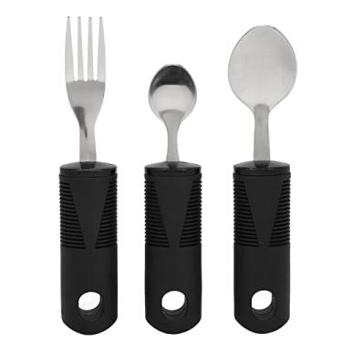 Imagem de Yemirth 3 Peças De Utensílios Adaptativos De Aço Inoxidável, Cabo De Borracha Largo, Antiderrapante, Utensílios Pesados ​​para Artrite, Parkinson