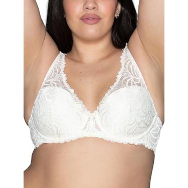 Imagem de Vanity Fair Sutiã feminino bonito de renda indulgência com aro, copos, tamanhos 34b-40g, Pampelune Plunge Soft Ivory, 38C