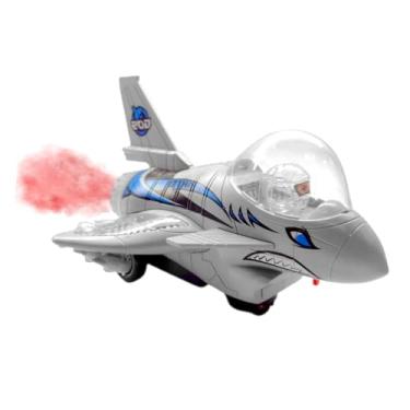 Imagem de Avião de Brinquedo Solta Fumaça Som Luz Bate Volta Infantil Aviãozinho para Crianças