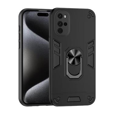 Imagem de Estojo Fino Compatible with Motorola Moto G22 Phone Case with Kickstand & Shockproof Military Grade Drop Proof Protection Rugged Protective Cover PC Matte Textured Sturdy Bumper Cases (Size : Black)