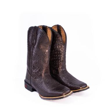 Imagem de Bota Botina Texana Country Croco Café Couro - Texass Boots