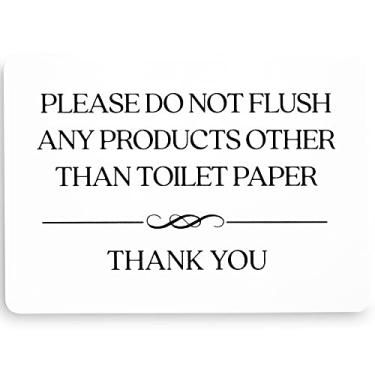 Imagem de Placa de banheiro Do Not Flush (acrílico branco 12,7 x 8,89 cm) - Não lave nada, exceto papel higiênico - placa de produtos femininos - placas de banheiro para empresas - placa de banheiro - placa de banheiro - placas do Airbnb - Airbnb Essentials para anfitriões