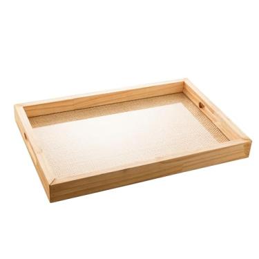 Imagem de Bandeja de Madeira Pinus com Sisal Natural 30x17x4,5cm - Woodart