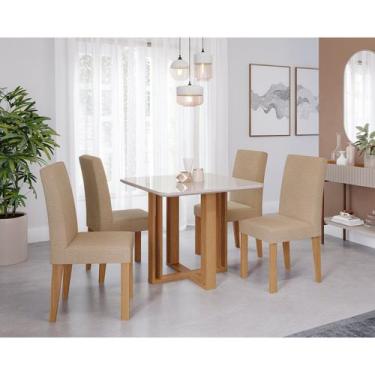 Imagem de Sala De Jantar Flora Quadrada Tp Com Vidro Com 4 Cadeiras Maia - Cimol