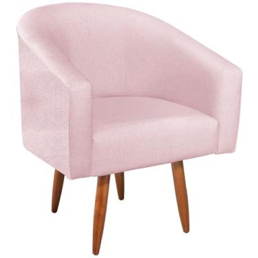 Imagem de Poltrona Cadeira Decorativa Luiza Pés Palito Suede Sala Estar Salão de Beleza Recepção Escritório e Penteadeira Doce Sonho Móveis (Rosa Bebê)